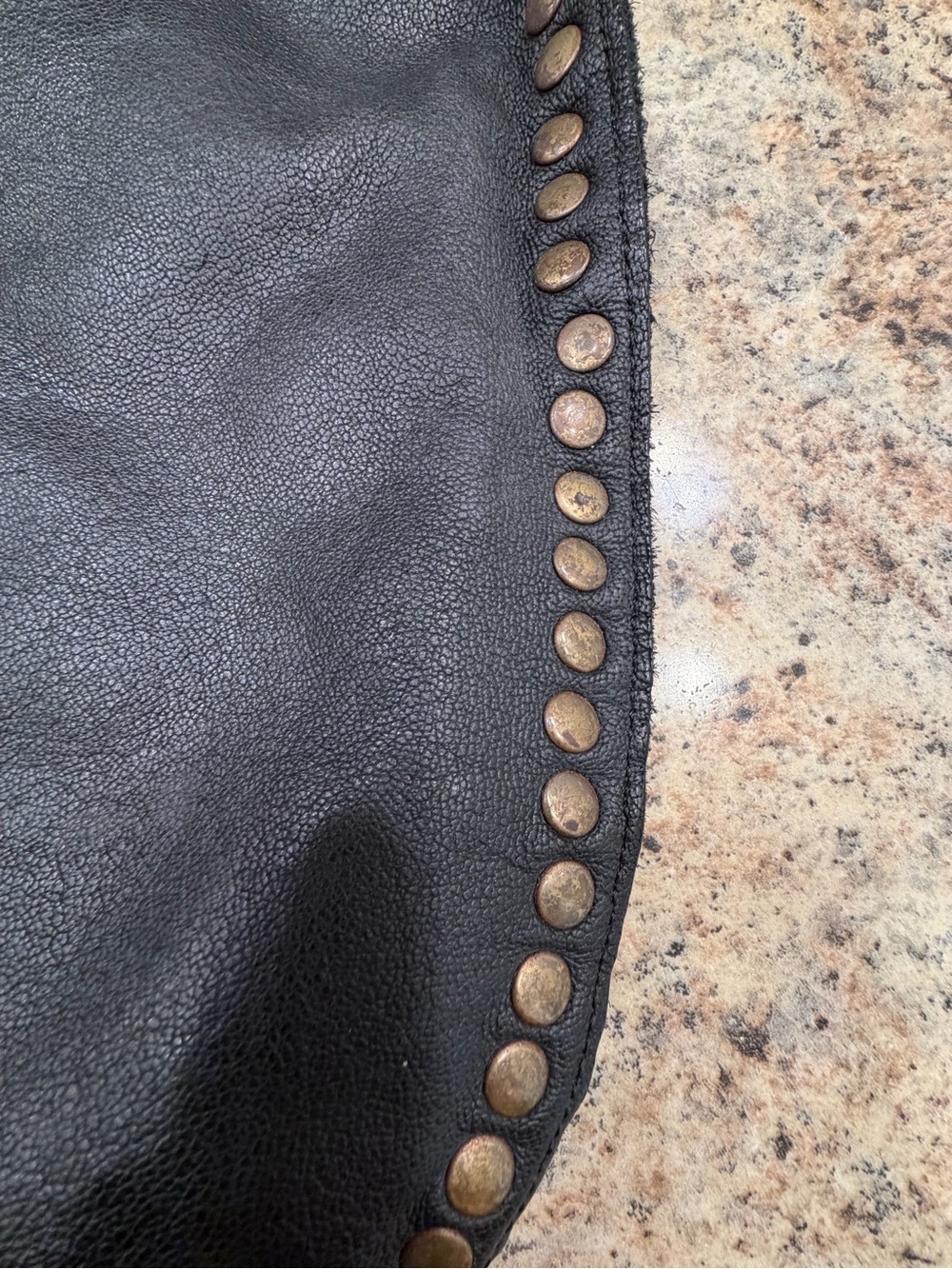 Civivo 93  Black Leather Shoulder Bag Made in Italy with Antique Gold Studs - Picture 8 of 12